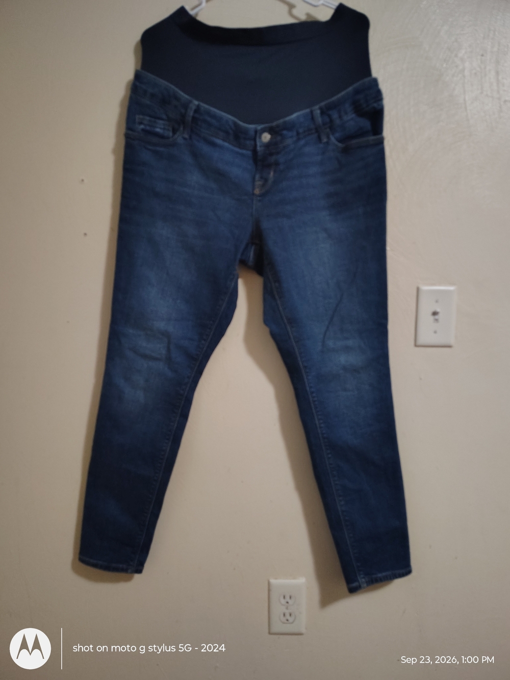 Old Navy Rockstar Maternity Full Panel Super Skinny Jeans Blue Medium Wash 14